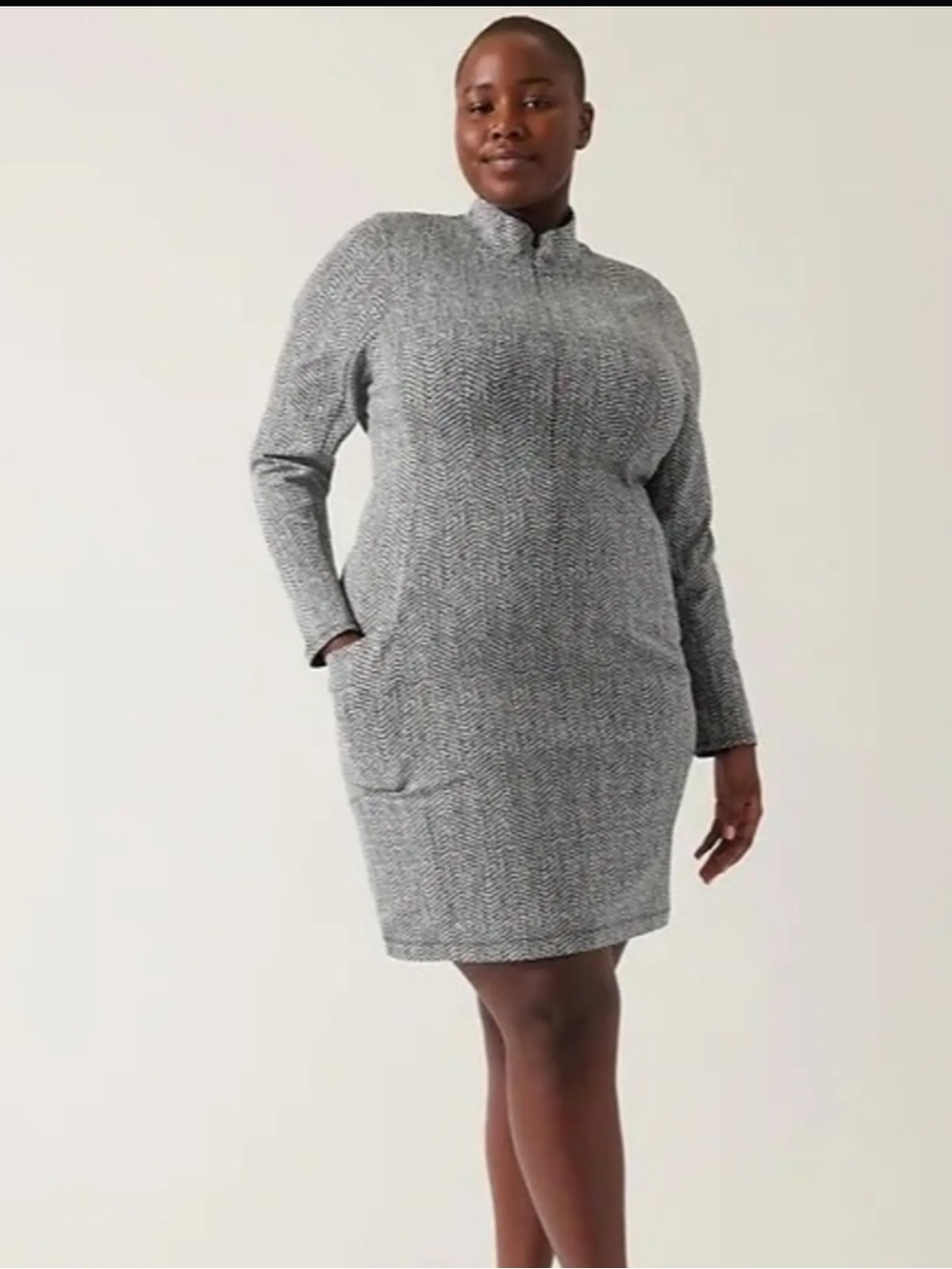 Athleta Women’s Delancy Braiden black-and-white herringbone dress in a size 1X